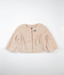 Béžovobroskvový plyšový kabátek s broží