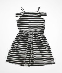 Bíločerné proužkované šaty YD