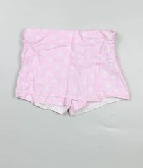 Růžová kraťasová sukně s puntíky