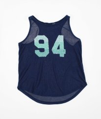 Tmavě modrý top s flitrovým číslem H&M