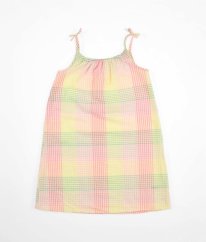 Barevné kárované krepové šaty se stříbrnou nití