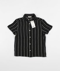 Čierna silná košeľa s bielymi prúžkami C&A