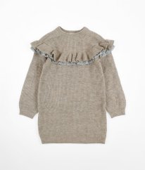 Béžovohnedý dlhý sveter/šaty s čipkou H&M
