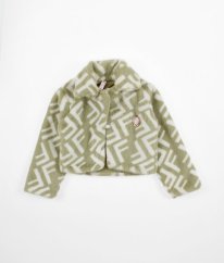 Bílozelený plyšový kabátek