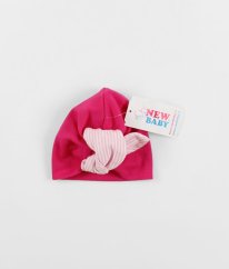 Růžová turbanová čepička NEW BABY
