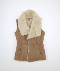 Světle hnědá velurová vesta s kožíškem F&F