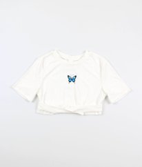 Smotanové rebrované crop blúzka