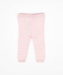 Růžovobílé svetříkové proužkované kalhoty F&F