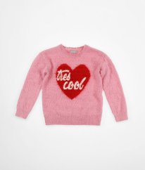 Růžový chlupatý svetr se srdíčkem MATALAN