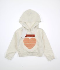 Krémová silnější mikina se srdíčkem NAME IT