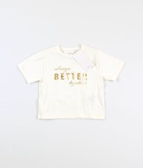 Krémové tričko z biobavlny so zlatým nápisom NAME IT