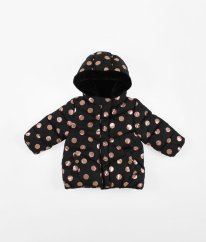 Šedá zimní bunda skožíškem a puntíky NEXT