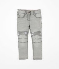 Šedé skinny rifle s flitry