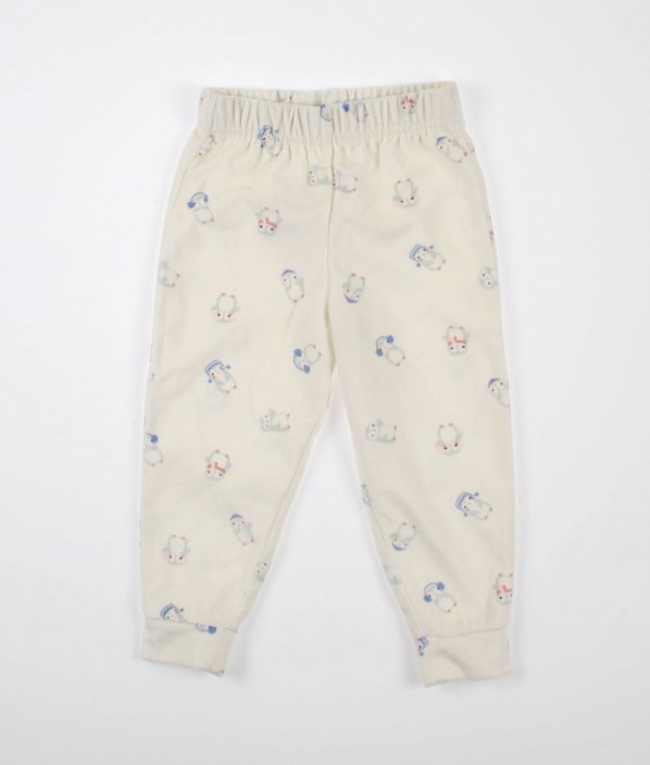 Krémové semišové pyžamové kalhoty s tučňáky NUTMEG