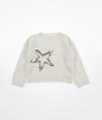 Bílý chlupatý svetr s flitry NEXT