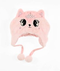 Růžová plyšová čepice