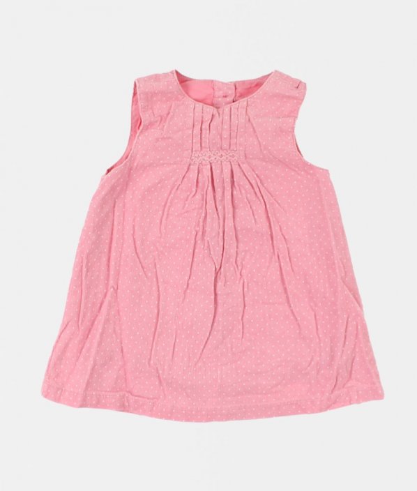 Růžové manšestrové šaty s puntíky DUNNES