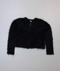 Černý chlupatý svetr na zip