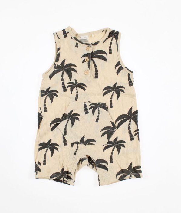 Béžový kraťasový overal s palmami F&F
