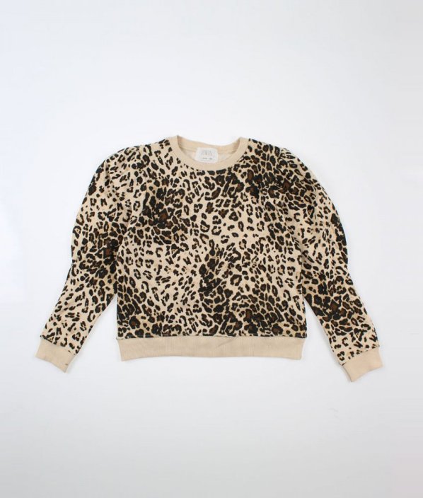 Béžová silnější mikina s leopardím vzorem ZARA
