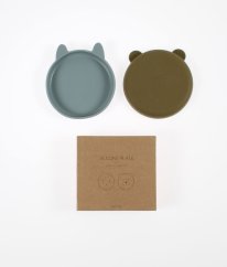 Sada 2 ks silikonových talířků Blue Fog/Khaki Mix Olivia LIEWOOD