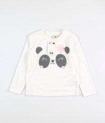 Bílé fleecové triko s pandou C&A