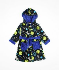 Černý plyšový župan s obrázky MINIKIDZ