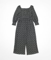 Čierny nohavicový overal s bielymi kvetmi MARKS & SPENCER