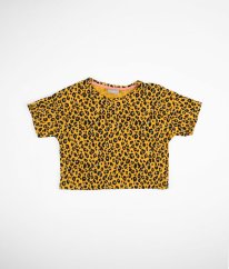 Žluté crop tričko s leopardím vzorem