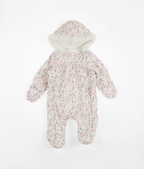 Bílá teplá kombinéza jaro/podzim s květy PRIMARK