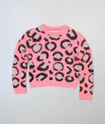 Růžový chlupatý leopardí svetr MISS E-EVIE