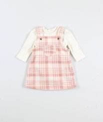 Bílorůžová fleecová šatová sukně a žebrované body GEORGE