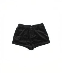 Čierne sametové teplé kraťasy s kamienkami OKAIDI