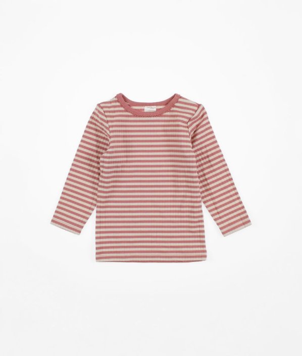 Béžovorůžové žebrované proužkované triko z biobavlny H&M