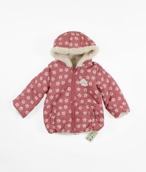 Růžová OBOUSTRANNÁ zimní bunda s květy GEORGE