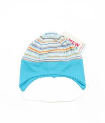Tyrkysová proužkovaná čepička NEW BABY