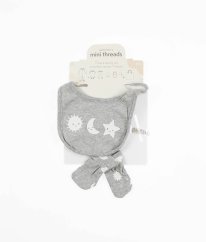 Šedý bryndáček a rukavičky z biobavlny PETIT LEM ´S