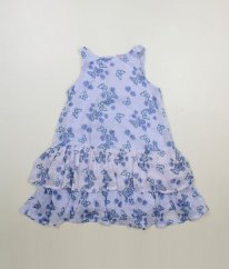 Modré šaty s květinkami a motýly