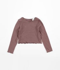 Růžové žebrované crop triko NUTMEG