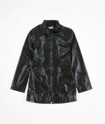 Čierna koženková dlhšia bunda NUTSHELL