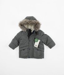 Šedá zimná bunda s kožúškom C&A