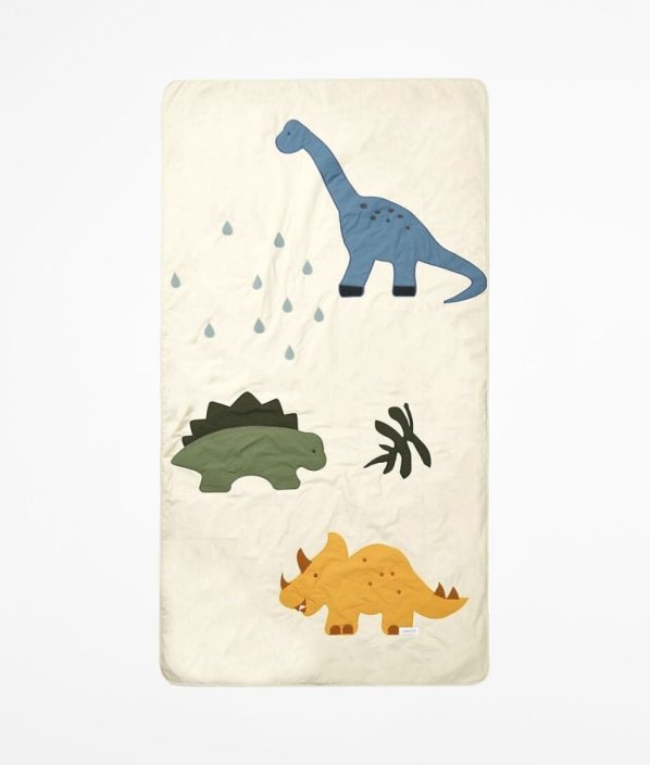 Béžový přehoz na postel/lehká deka s dinosaury LIEWOOD (PC 3300 Kč)