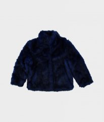 Modročerný chlupatý kabát NEXT