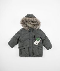 Šedá zimná bunda s kožúškom C&A