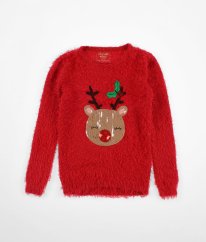 Červený vánoční chlupatý svetr PRIMARK
