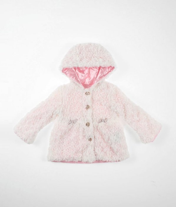 Růžový beránkový kabátek