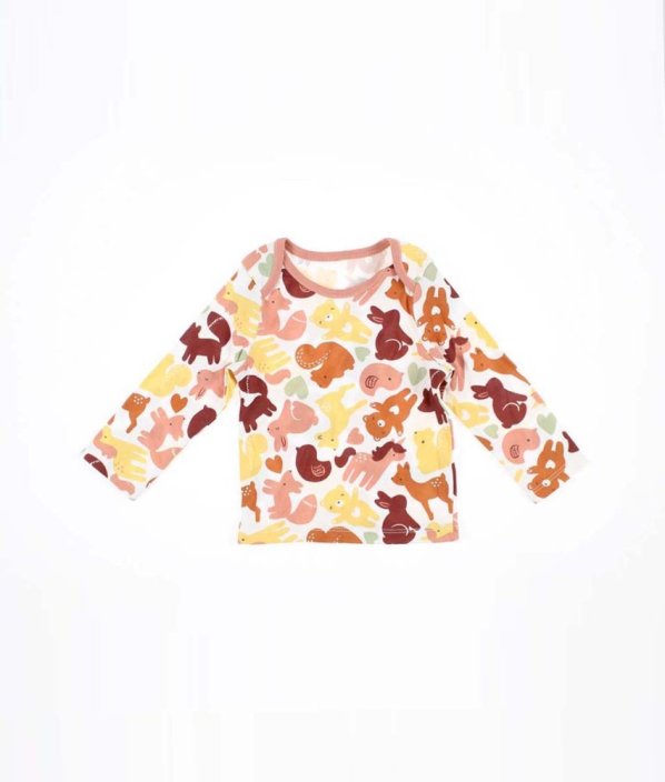 Bílohnědé triko se zvířátky NUTMEG