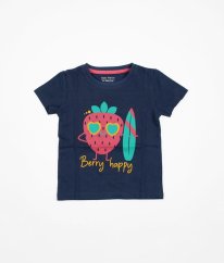 Modrošedé tričko s jahodou zo silnejšej bavlny BABY NATION