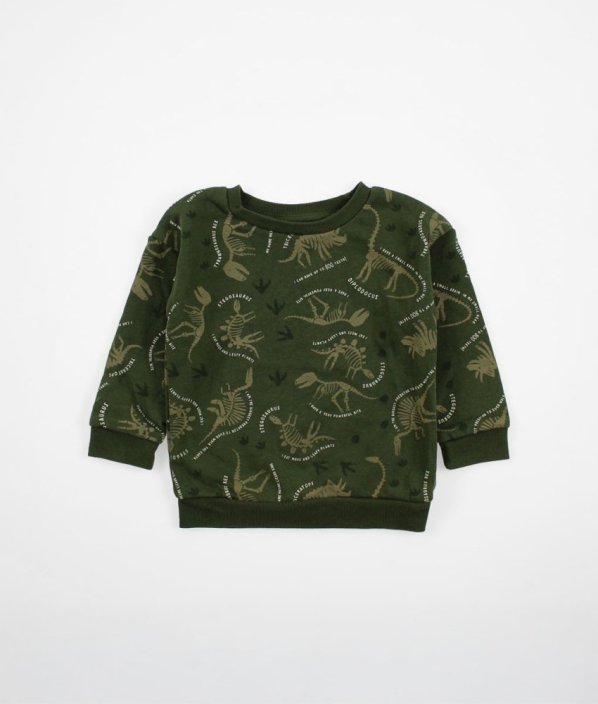 Tmavě zelená silnější mikina s dinosaury PRIMARK