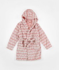 Růžový plyšový župan se srdíčky MATALAN